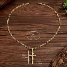 (Gold) Collier Croix Cuivre Homme 51cm