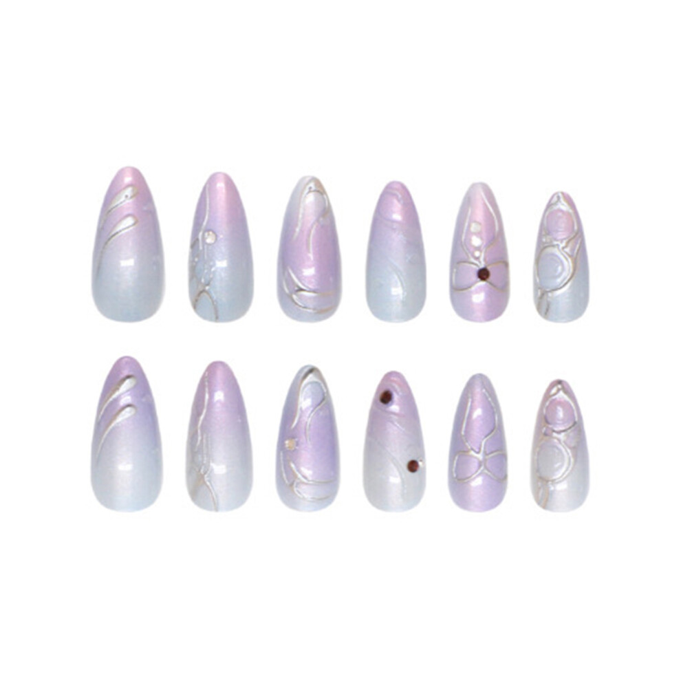 Creation-3C Colorful Rhinestone Almond Press On Nails