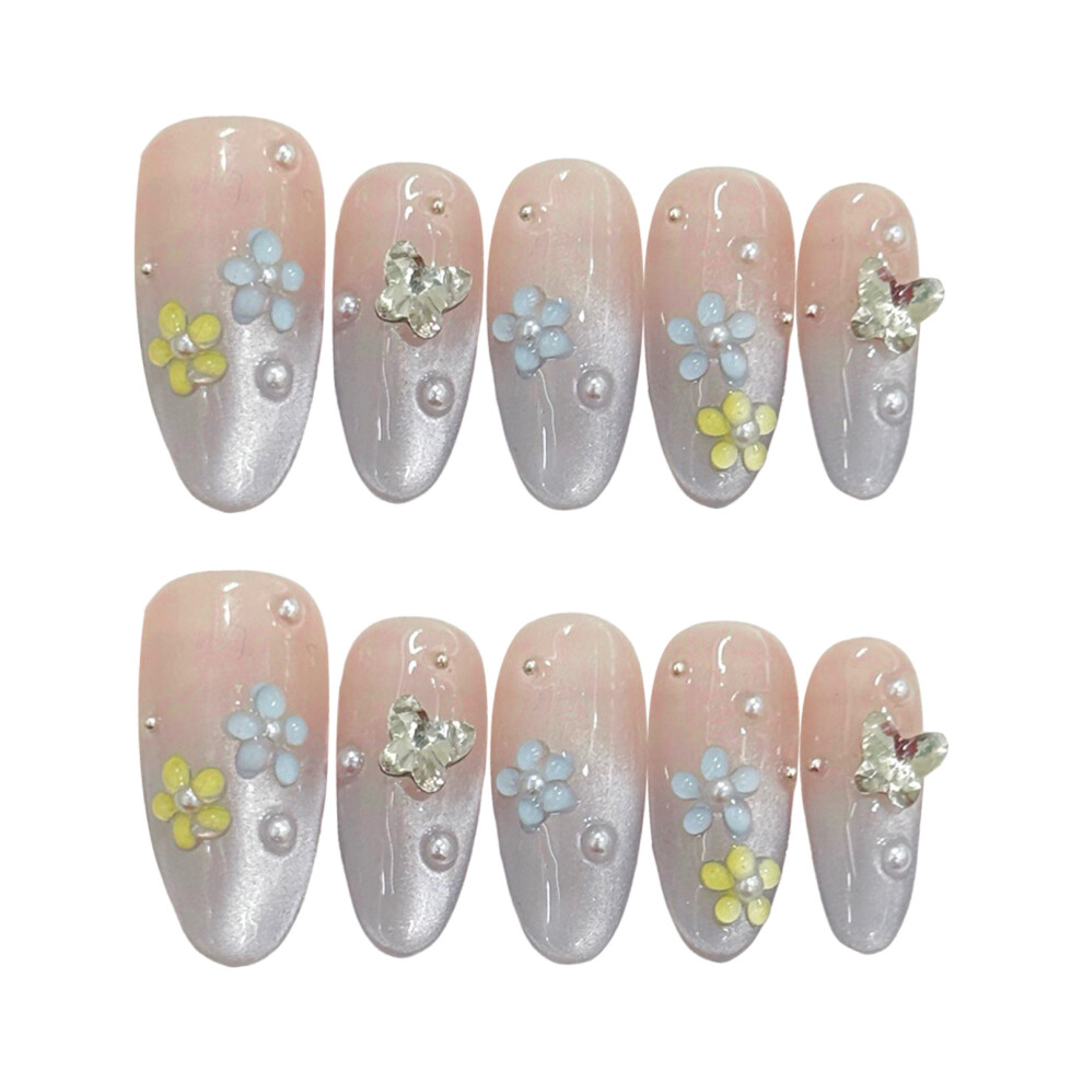 Dachuang Beauty (Medium Ellipse) Cat Eye Press-On Nails, Natural & Unbreakable