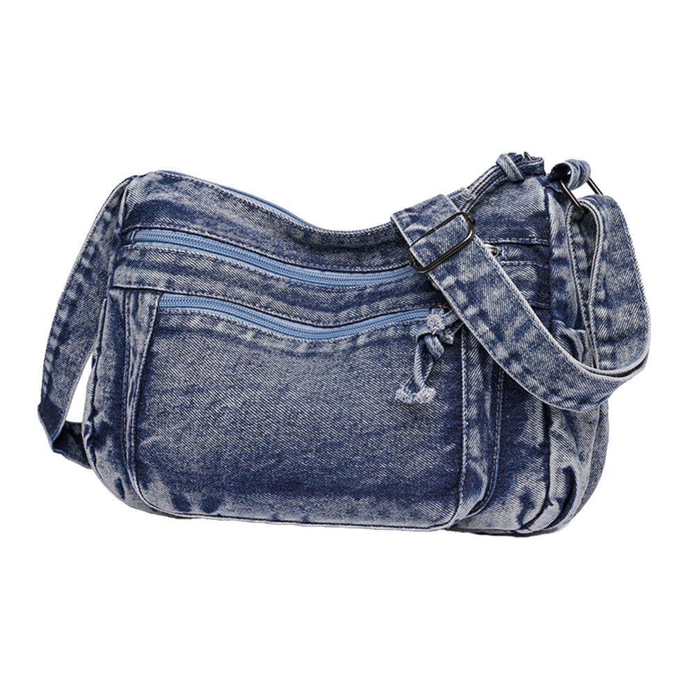 (Blue) Women\'s Denim Shoulder Bag - Large Travel Tote-image-OPC-PSF76T6-NEW