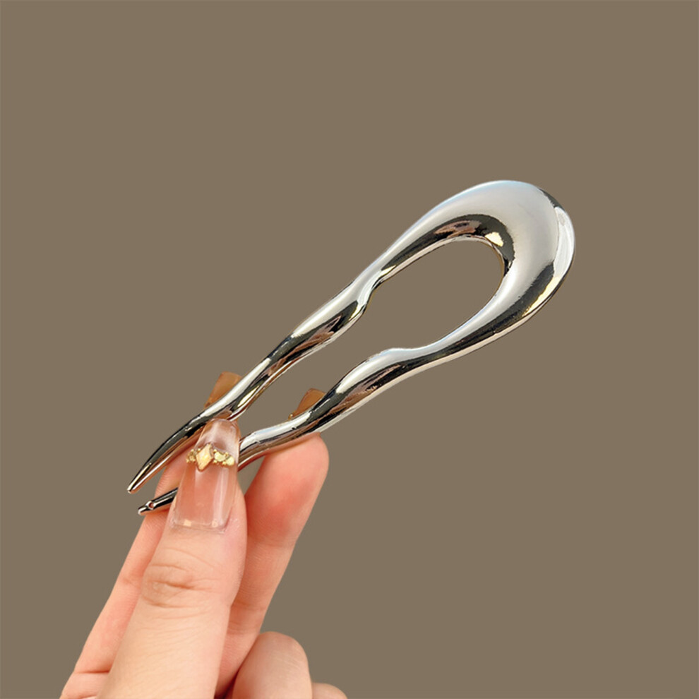 Dachuang Beauty (Silver) Vintage U-Shaped Alloy Hairpin For Hair Styling