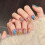 (M) Rainbow Gradient False Nails with Star Glitter, 10Pcs 7