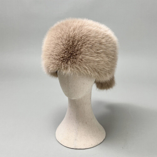 (Khaki) Faux Fur Hat with Tail - Holiday Gift