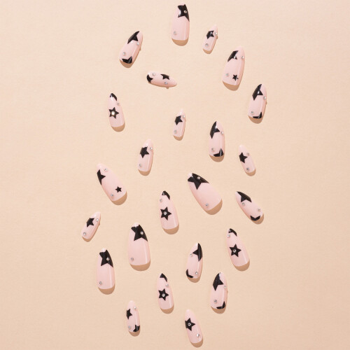 (Section 1) Star Pink Square Fake Nails - 50 Char 1