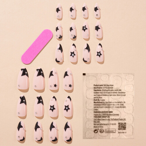 (Section 1) Star Pink Square Fake Nails - 50 Char 2