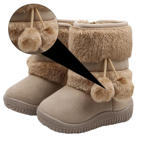 2Paires Bottes D'hiver Bébé Beige Chaudes 1