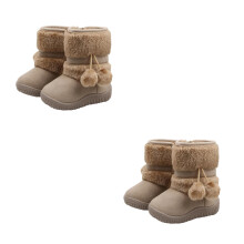 2Paires Bottes D'hiver Bébé Beige Chaudes