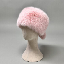 (Pink) Faux Fur Hat with Tail - Holiday Gift