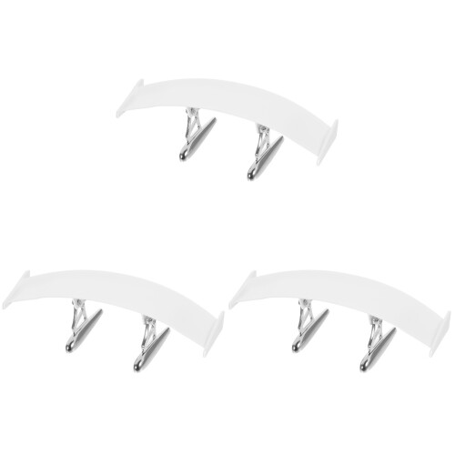 3Pcs White ABS Car Rear Spoiler Tail Wing Universal Easy Adhesive