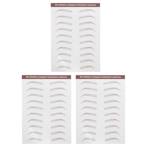 3Sheets Light Brown Waterproof Eyebrow Transfers Peel Off Natural Look