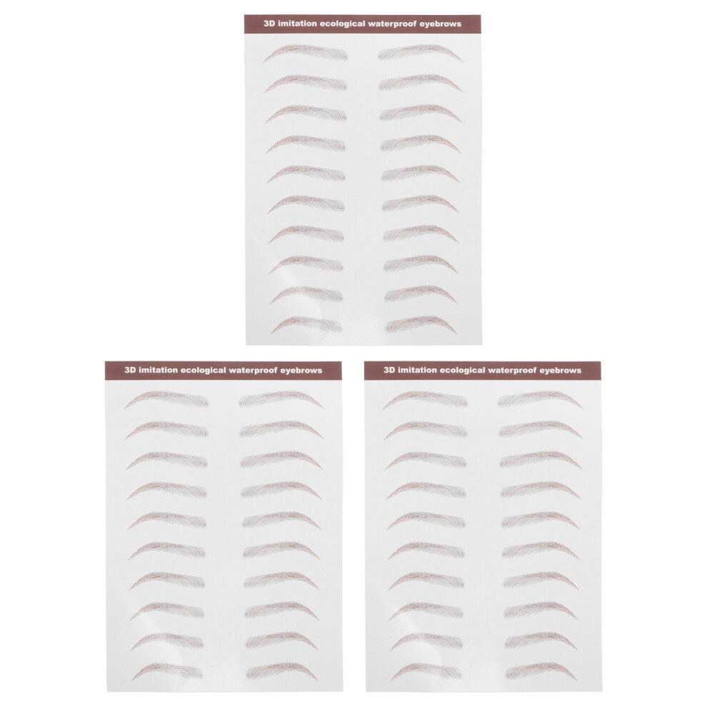 Happyyami 3Sheets Light Brown Waterproof Eyebrow Transfers Peel Off Natural Look