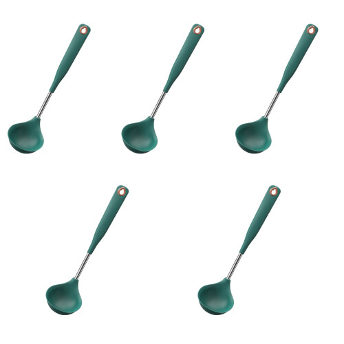 5Pcs Long Handle Silicone Soup Ladles Non-Stick Kitchen Spoons 2