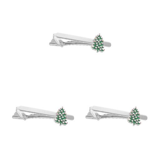 3Pièces Pince Cravate Verte Sapin Design Unique Fêtes