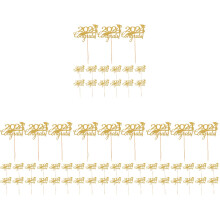 60Pièces Piques Cupcakes Graduation Or Matériel Bois Et Papier