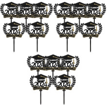 15Pièces Décorations Acryliques Noires Cake Topper Fête Diplômés