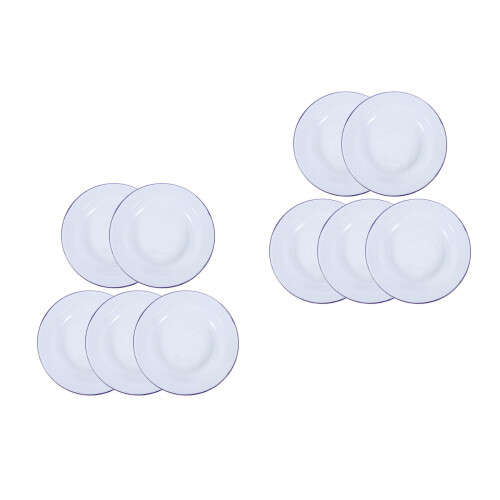 10Pcs White Enamel Round Plates Easy Clean Serving Plates for Dinner