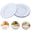 10Pcs White Enamel Round Plates Easy Clean Serving Plates for Dinner 10
