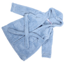 Kids Fluffy Hooded Bathrobe Sky-Blue Soft Robe for Bath and Beach