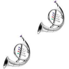 2Pcs Compact Plastic Kids Horn Silver Trumpet for Children Musical Toy