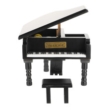 2Pcs Safe Wood Mini Piano Music Box Black Decorative Gift Ornament
