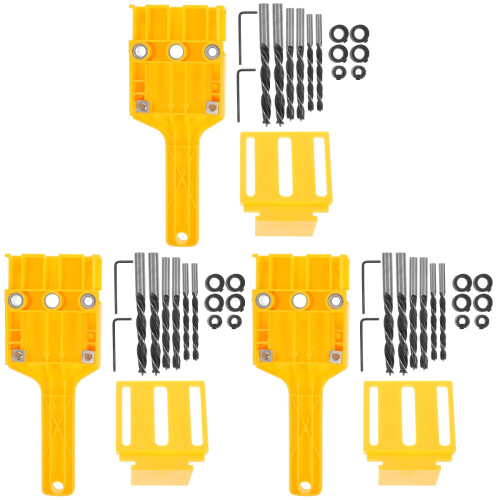 3Sets Yellow Drill Guide Set Doweling Woodworking Tools