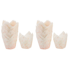100Pcs Pink Paper Baking Cups Dot Pattern Cupcake Liners with Holder