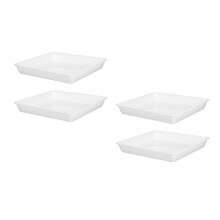 4Pcs White Plastic Flowerpot Trays Durable Square Plant Drip Saucers