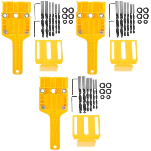 3Sets Yellow Drill Guide Set Doweling Woodworking Tools 2