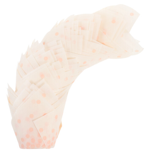 100Pcs Pink Paper Baking Cups Dot Pattern Cupcake Liners with Holder 2