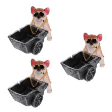 3Pcs Black Resin Dog Ashtrays Stylish Desktop Ash Tray Holder for Home