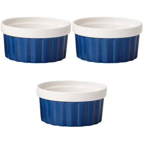 3Pcs Durable Blue Ceramic Dessert and Cooking Bowls 2