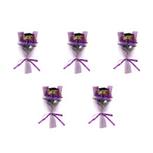 5Pcs Creative Purple Bear Flower Bouquet Graduation Party Accessory