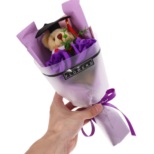 3Pièces Bouquet Violet Ours Pour Cérémonie Graduation 2