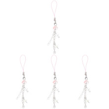 4Pièces Porte-Clés Téléphone Verre Rose Charmant Décor Et Usage