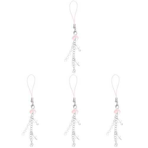 4Pièces Porte-Clés Téléphone Verre Rose Charmant Décor Et Usage