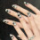 (L) 10PCS Glossy Sequins False Nails, Reusable DIY 2
