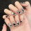 (L) 10PCS Glossy Sequins False Nails, Reusable DIY 4
