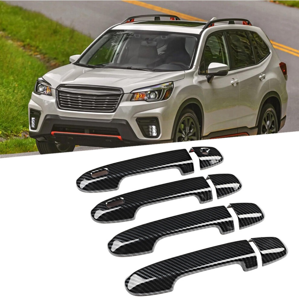 Car Exterior Carbon Fiber Handle Cover Trim For Subaru Forester Sk 19 8Pcs Set Grain 6951393239260