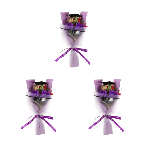 3Pièces Bouquet Violet Ours Pour Cérémonie Graduation
