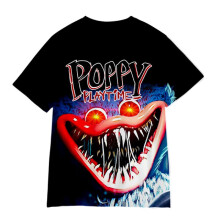 (D,130cm)T-shirt bambino Poppy Playtime ragazzo stampa 3d streetwear Huggy Wuggy manica corta