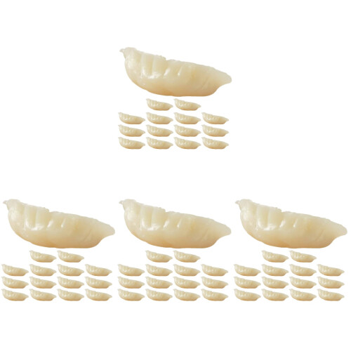 60Pcs White Simulation Dumpling Models Durable PVC Fake Food Ornaments