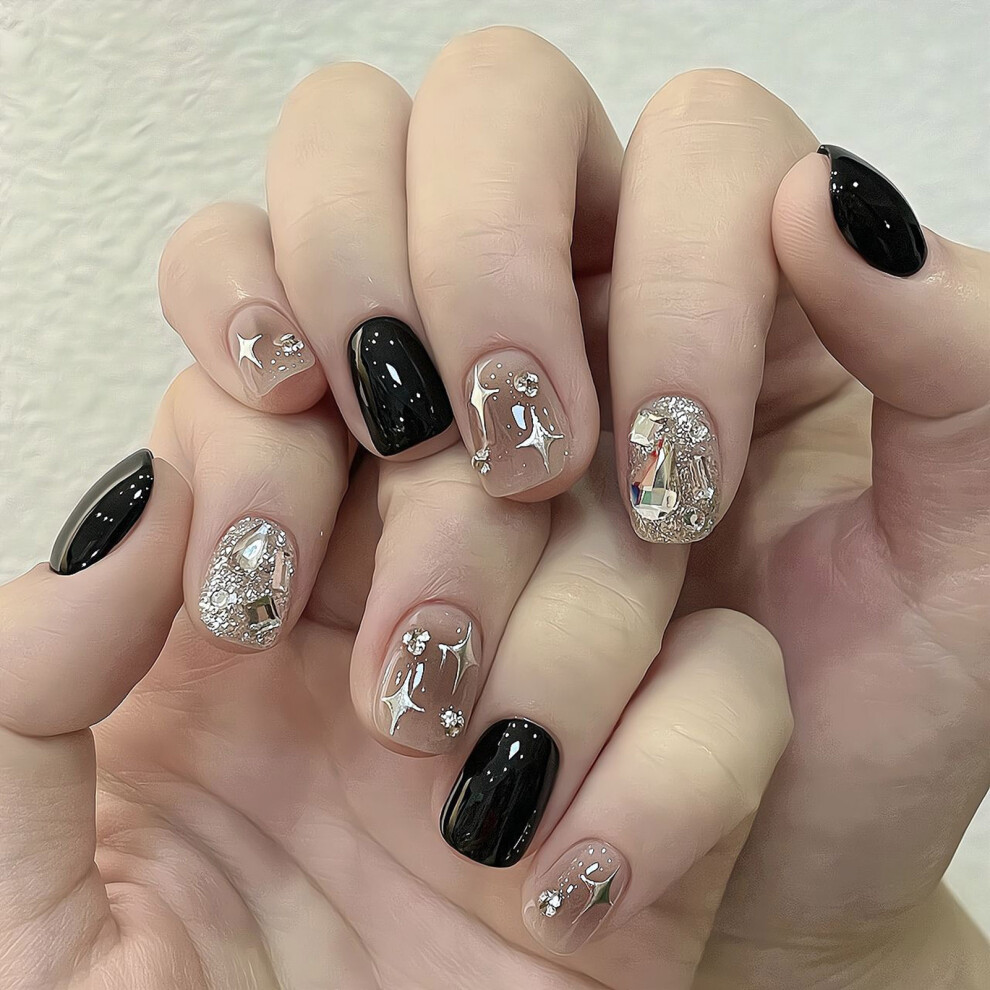 Dachuang Beauty Black (Jelly Glue Model) Press On Nails For Women, Durable False Nails