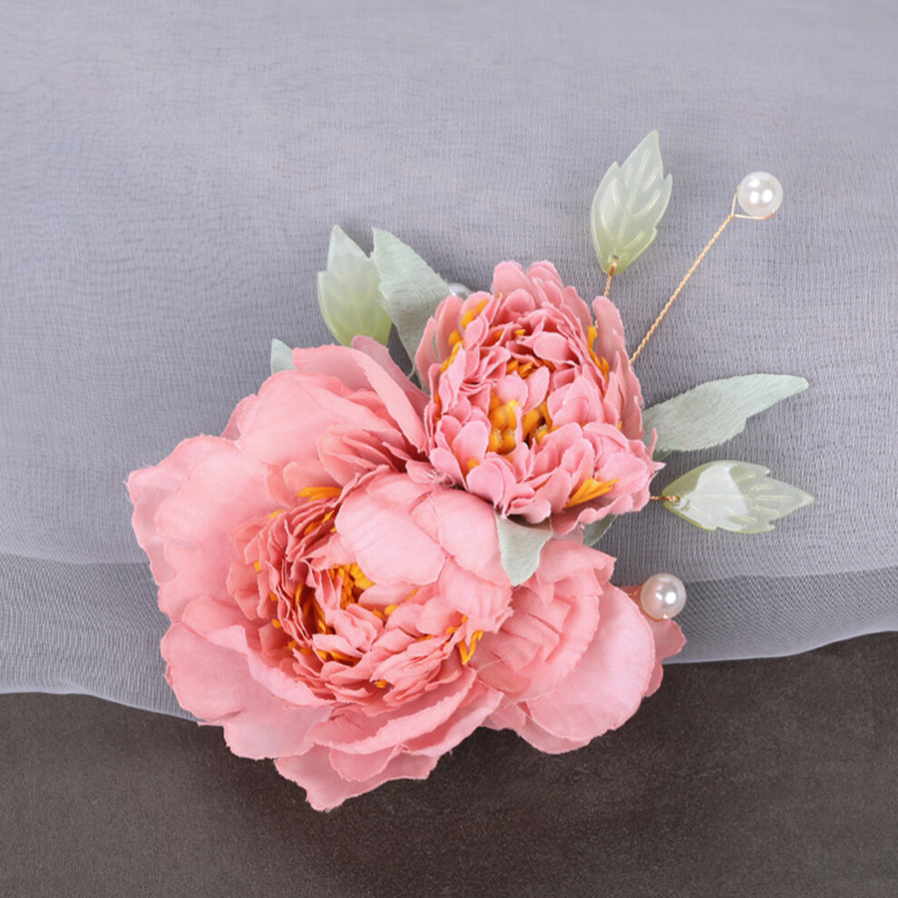 Dachuang Beauty Orange ( Powder) Silk Flower Hairpins For Gown Hairstyles