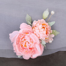 (Tender Powder) Silk Flower Hairpins for Gown Hairstyles