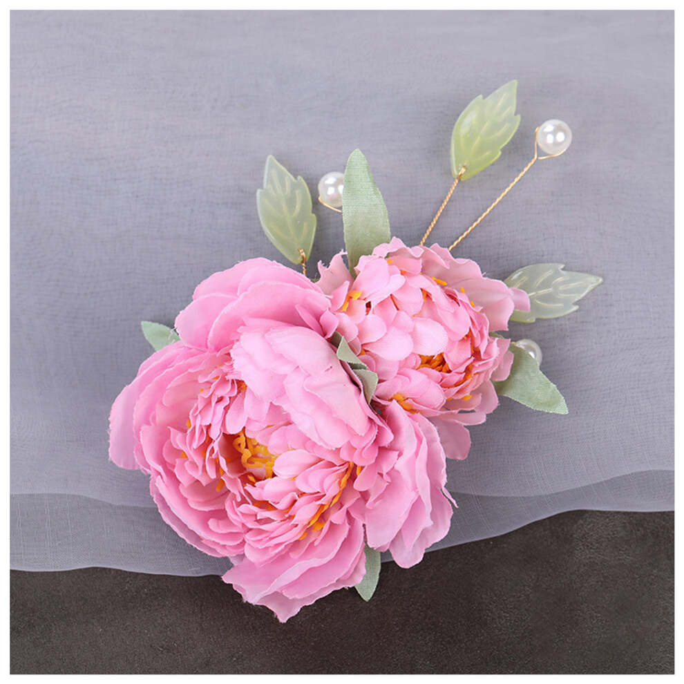Dachuang Beauty Peach/Pink ( Pink) Silk Flower Hairpins For Gown Hairstyles