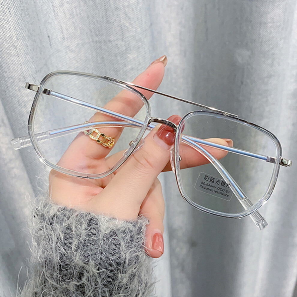 Hue-Grain (Transparent Blue Dot Paint) Vintage Anti-Blue Light Glasses - Big Frame For Adults