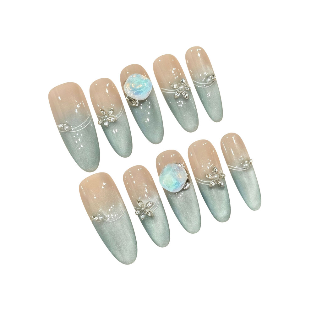 Penghui-Toys Blue (S) Gradients Artificial Nails Finger No Bad Smell Environmentally Friendly For Fingernail Diy Decoration