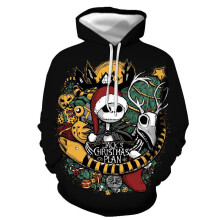 (Black,S)Nightmare Before Christmas 3d Printed Pullover Hoodie Jacket Coat Sweatshirts