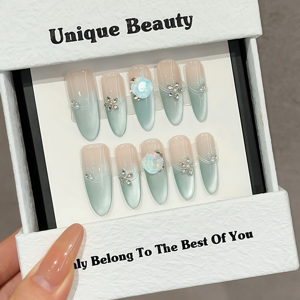 Dcph-Clothing (Xs) Eco-Friendly Blue Gradient Fake Nails - No Odor