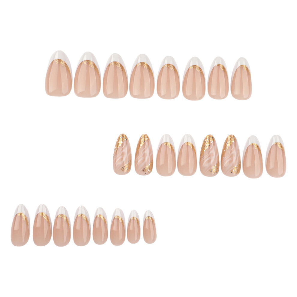 Dachuang Beauty 24Pcs White Almond Stick-On Nails For Women